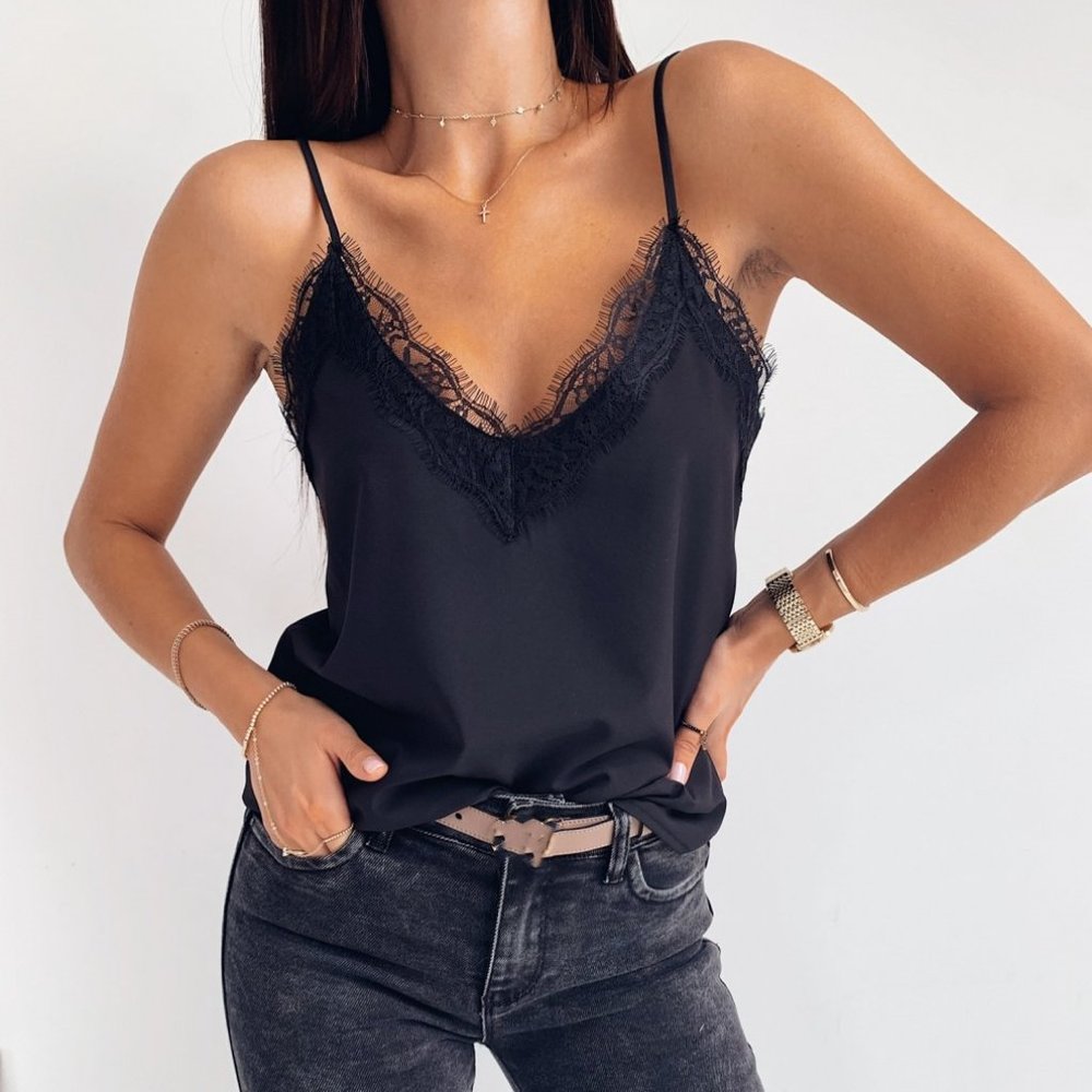 Small sling 2022 new lace splicing solid color sexy slim women's small sling